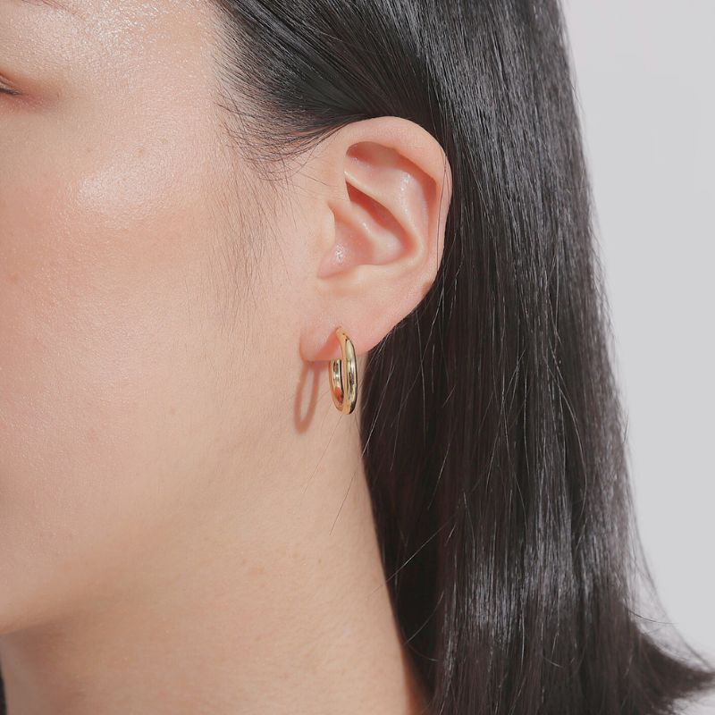 【新品】K18 18金 中空フープピアス(3mm×20mm)1.4g