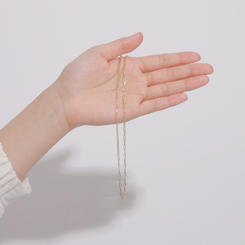 【新品】K18 18金 中空 ペーパークリップチェーンネックレス 40cm/2g