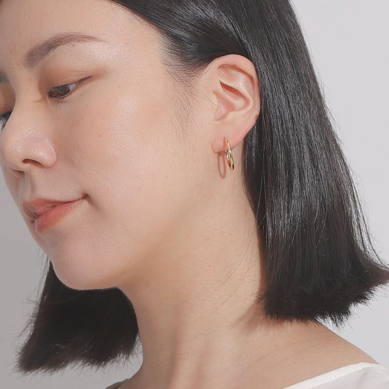 【新品】K18 18金 中空フープピアス(2mm×20mm)1.1g