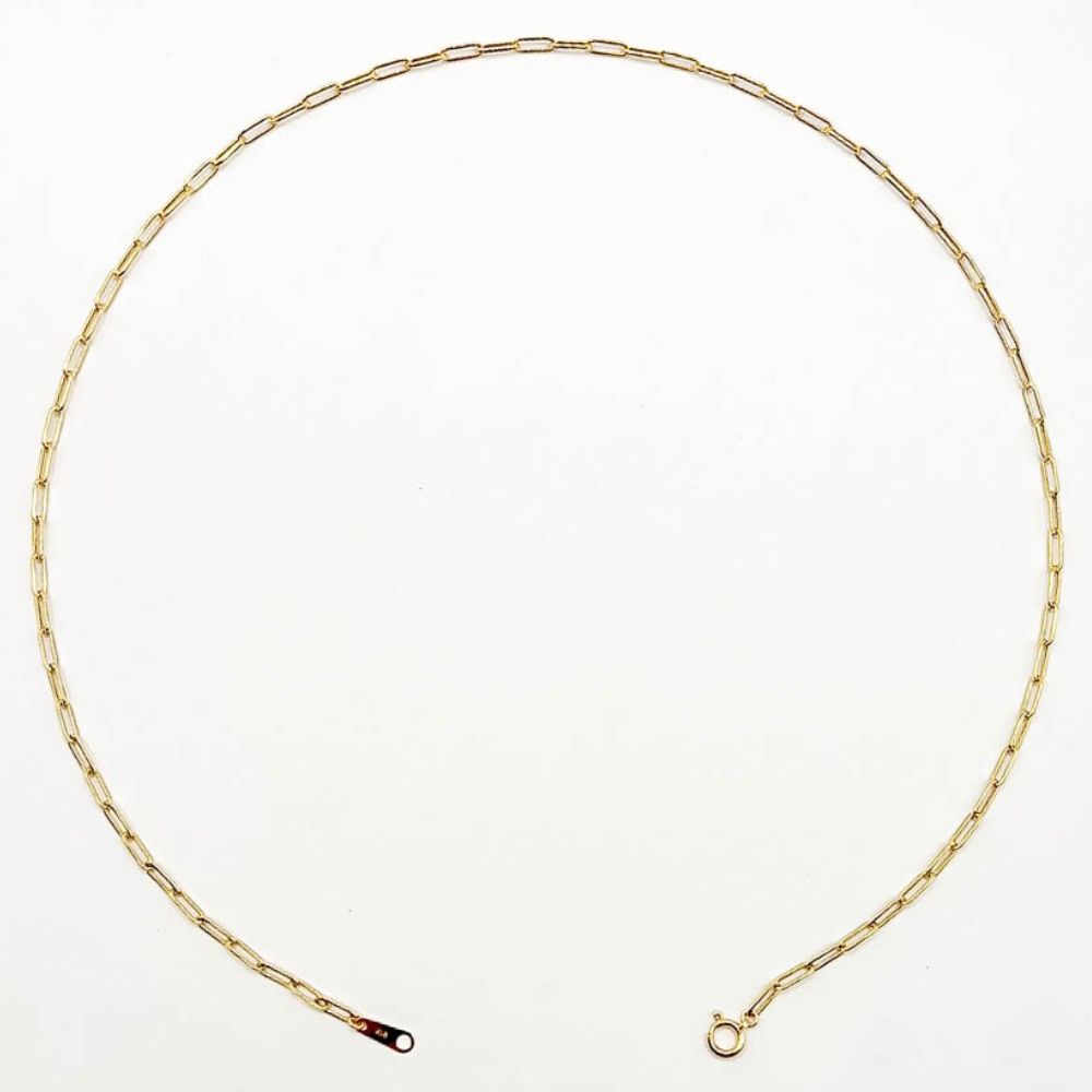 【新品】K18 18金 中空 ペーパークリップチェーンネックレス 40cm/2g