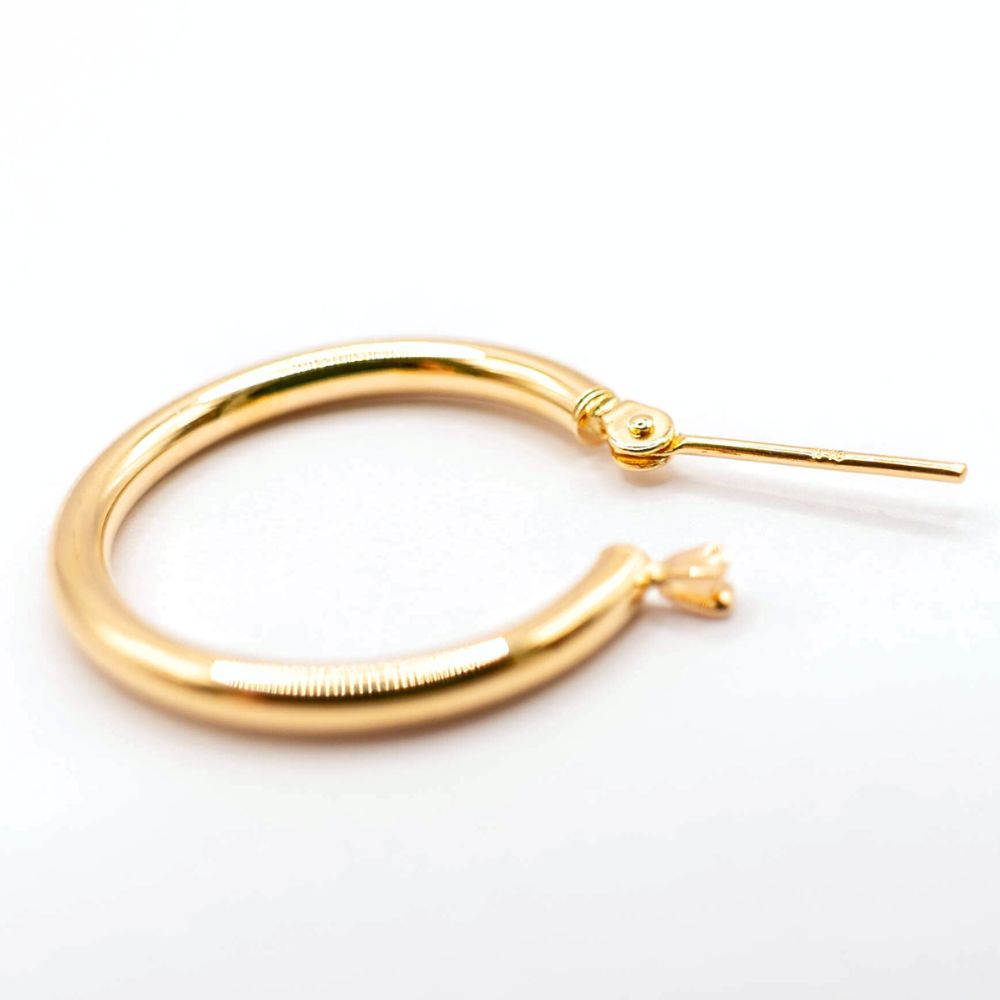 【新品】K18 18金 中空フープピアス(3mm×20mm)1.4g