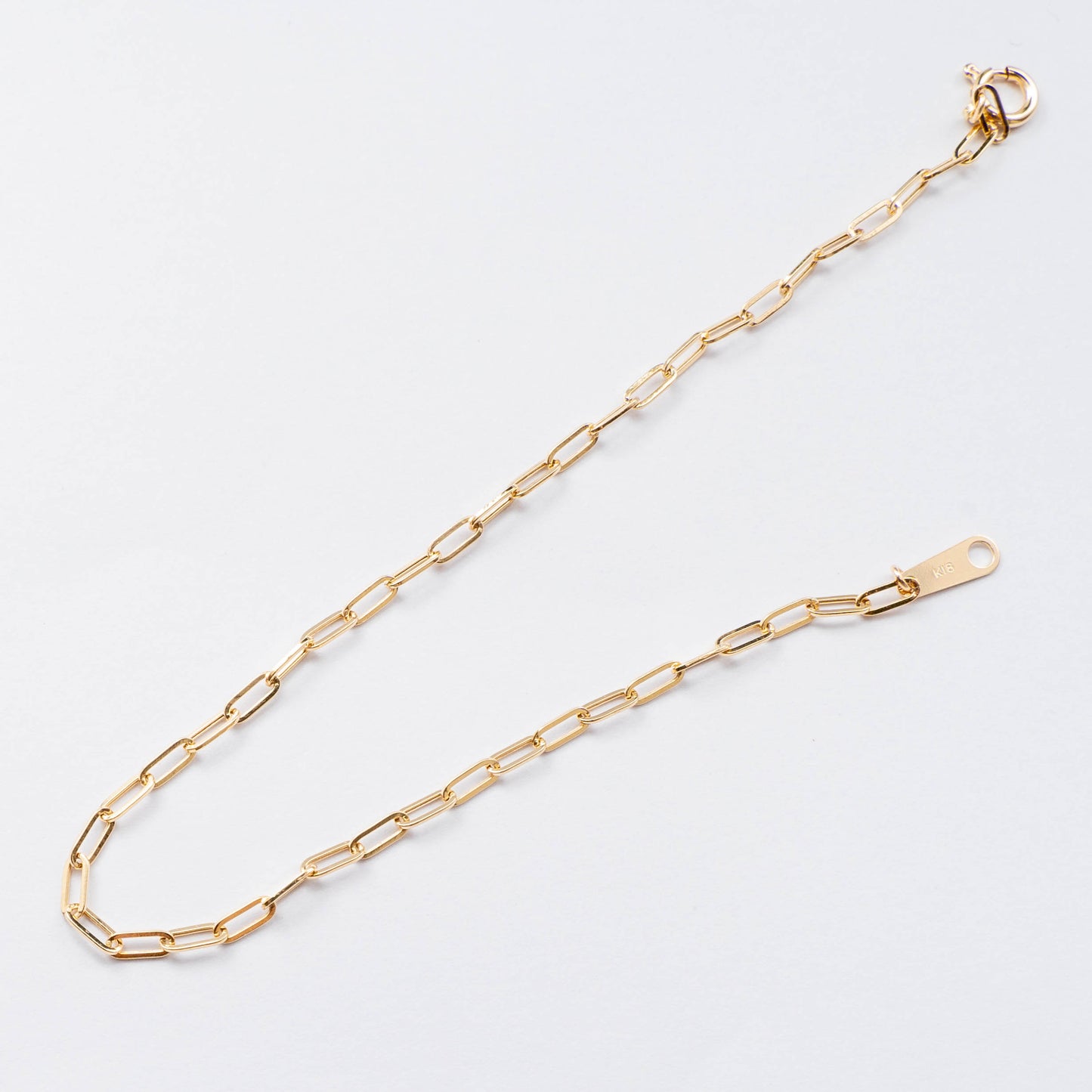 【新品】K18 18金 中空 ペーパークリップブレスレット 18cm/0.59g