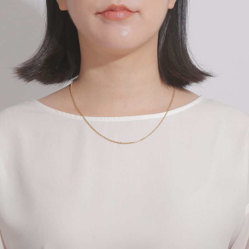 新品】K18 18金 中空シャイニーロープチェーンネックレス 50cm/2.4g