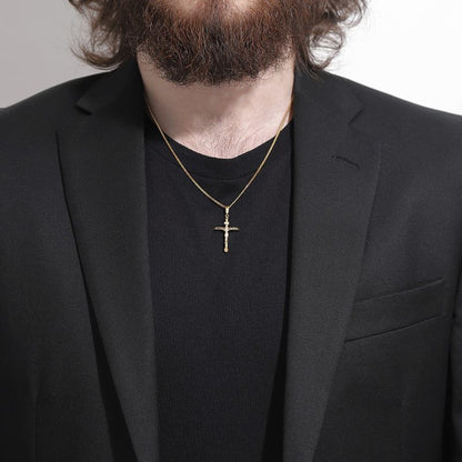 【新品】K18 18金 イエス キリスト 十字架 クロス ゴールドペンダントトップ 約1.5g 中空