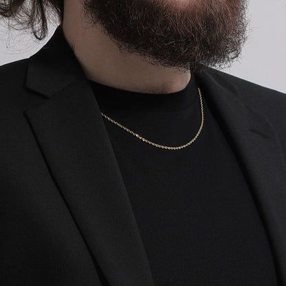 【新品】K18 18金 中空シャイニーロープチェーンネックレス 50cm/2.4g（アジャスター付き）