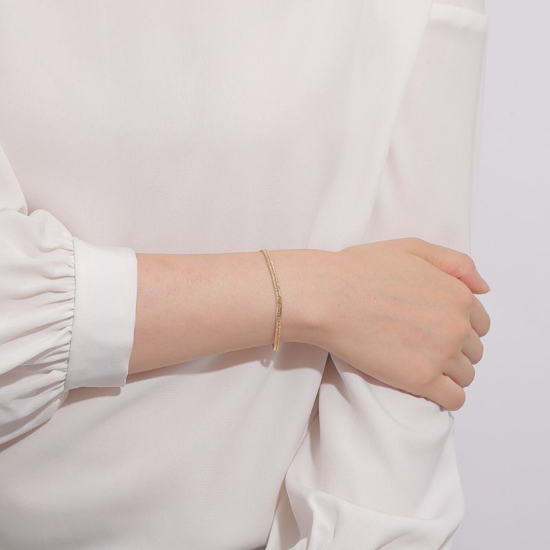 [LuxRexor] K18 18金喜平ブレスレット2面カット18cm/2.5g 新品】K18 18金 中空喜平ブレスレット（2面カットクワドループル）17cm