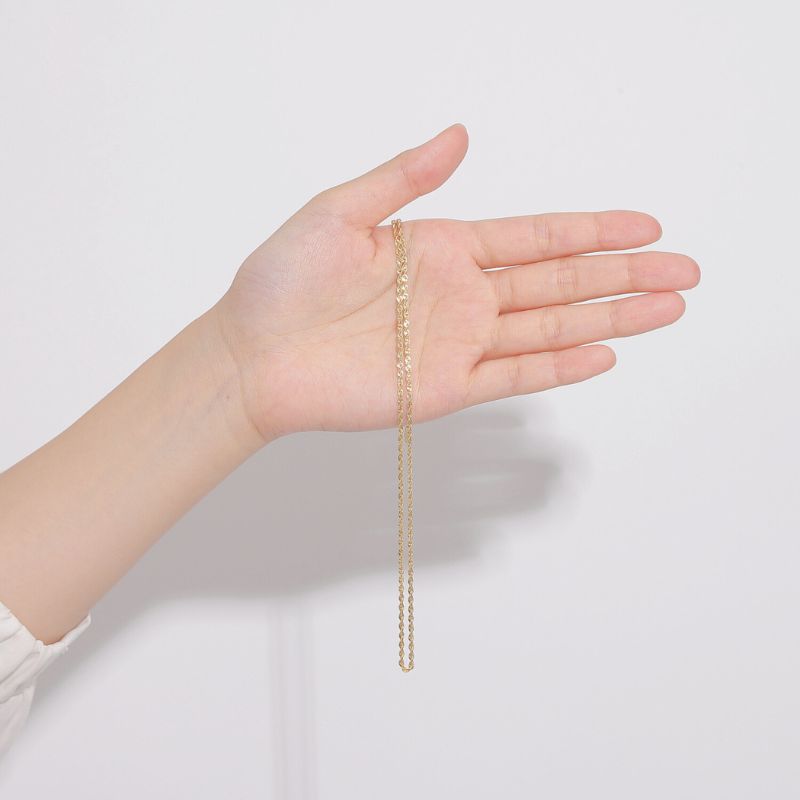 新品】K18 18金 中空シャイニーロープチェーンネックレス 50cm/2.4g