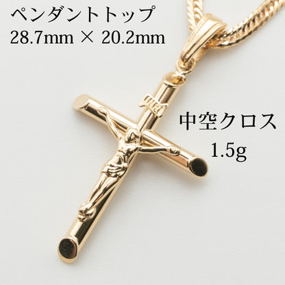 【新品】K18 18金 イエス キリスト 十字架 クロス ゴールドペンダントトップ 約1.5g 中空