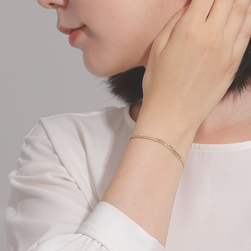 [LuxRexor] K18 18金喜平ブレスレット2面カット18cm/2.5g 新品】K18 18金 中空喜平ブレスレット（2面カットクワドループル