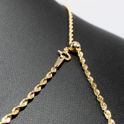 【新品】K18 18金 中空シャイニーロープチェーンネックレス 50cm/2.4g（アジャスター付き）