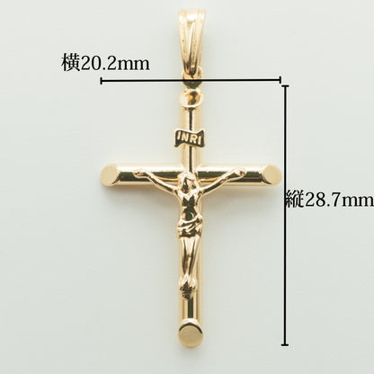 【新品】K18 18金 イエス キリスト 十字架 クロス ゴールドペンダントトップ 約1.5g 中空
