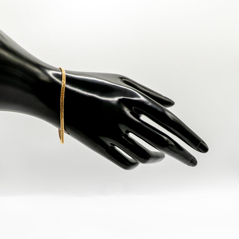 【新品仕上げ中古】K18 18金 喜平ブレスレット(6面カットダブル) 17cm/4.9g 造幣局刻印あり（ホールマーク）kihei