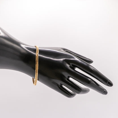 【新品仕上げ中古】K18 18金 喜平ブレスレット (6面カットダブル) 17cm/10.2g 造幣局刻印あり（ホールマーク）kihei