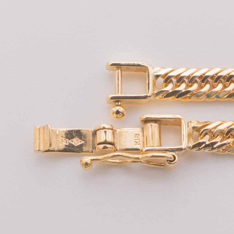 【新品仕上げ中古】K18 18金 喜平ブレスレット (8面カットトリプル) 18cm/8g 造幣局刻印あり（ホールマーク）kihei