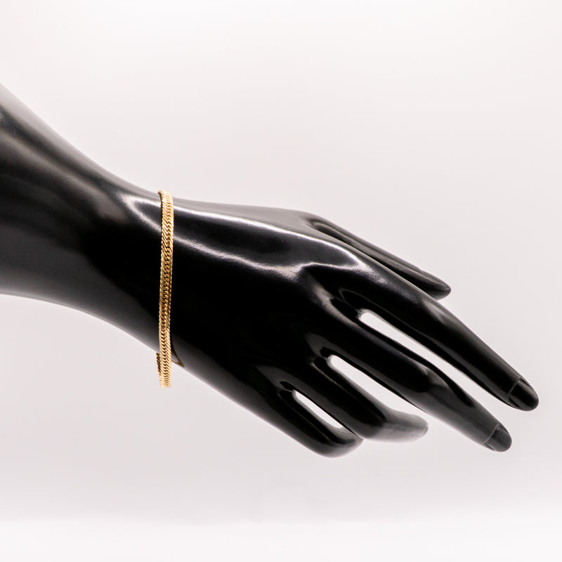 【新品仕上げ中古】K18 18金 喜平ブレスレット (8面カットトリプル) 18cm/8g 造幣局刻印あり（ホールマーク）kihei