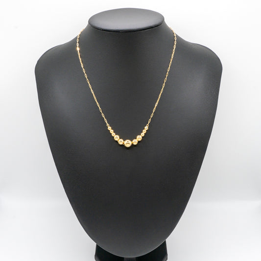 【新品】K18 18金 中空 グラデーションビーズネックレス 1.7g