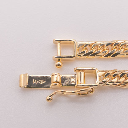 【新品仕上げ中古】K18 18金 喜平ブレスレット(14面Mカット) 18cm/8.2g 造幣局刻印あり（ホールマーク）