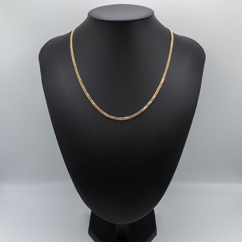 【新品仕上げ中古】K18 18金 喜平ネックレス(6面カットダブル) 45cm/11.6g 造幣局刻印あり（ホールマーク）