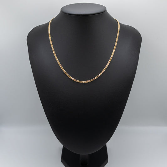 【新品仕上げ中古】K18 18金 喜平ネックレス(6面カットダブル) 45cm/11.6g 造幣局刻印あり（ホールマーク）