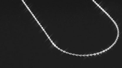 【新品】K18 18金 中空 ホワイトゴールド シャイニーロープチェーンネックレス 50cm/2.5g（アジャスター付き）