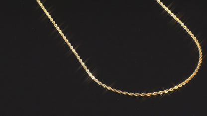 【新品】K18 18金 中空シャイニーロープチェーンネックレス 50cm/2.4g（アジャスター付き）