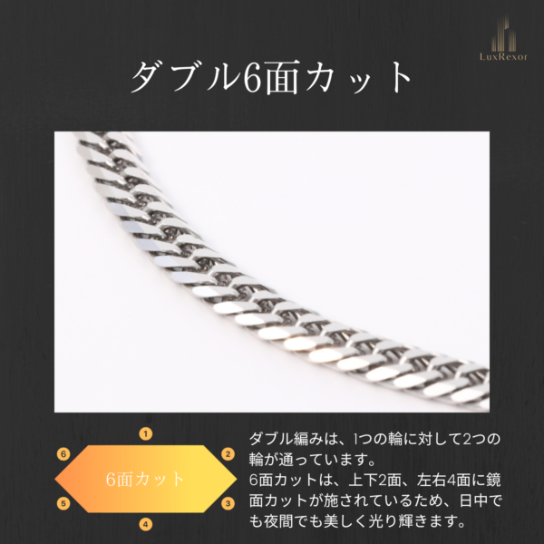 Pt999 純プラチナ喜平ネックレス（6面カットダブル）50cm/10g - 画像 (3)